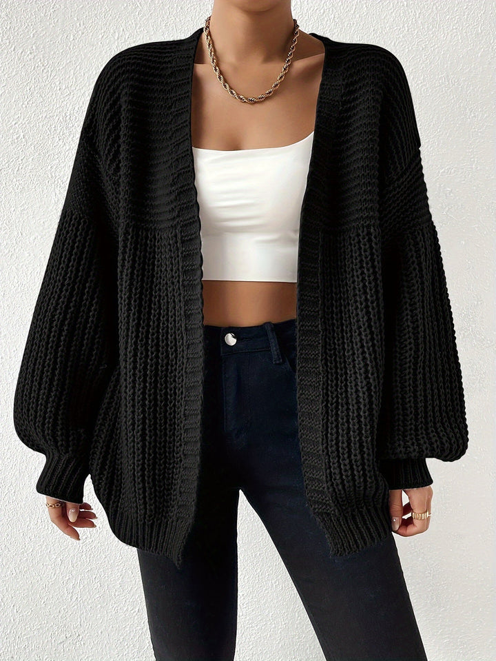 Lässiger gemütlicher grob gestrickter Drop-Shoulder Strickcardigan für Damen | Perfekt für Gemütliche Tage