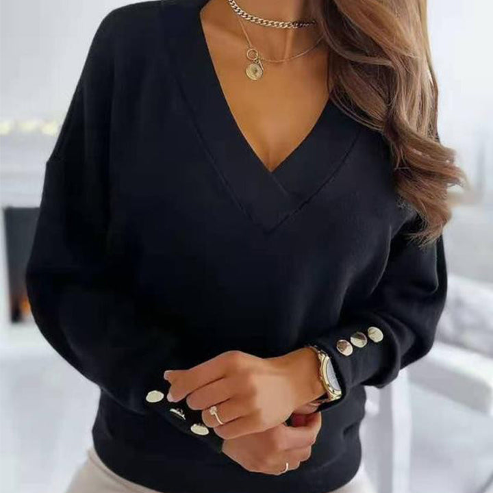 Pull-over d'hiver en coton col en V pour femmes | Idéal pour les jours froids