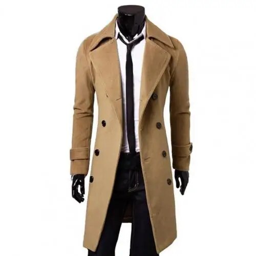 Darrick - Giacca trenchcoat antivento con doppia fila di bottoni