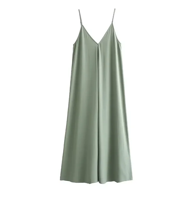 Lena - Robe midi fluide avec décolleté en V pour les vacances