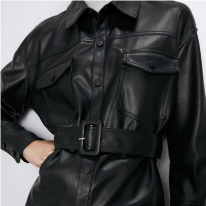 Casual Mittellange Lederjacke Mit Gürtel Für Damen | Perfekt für Casual Days