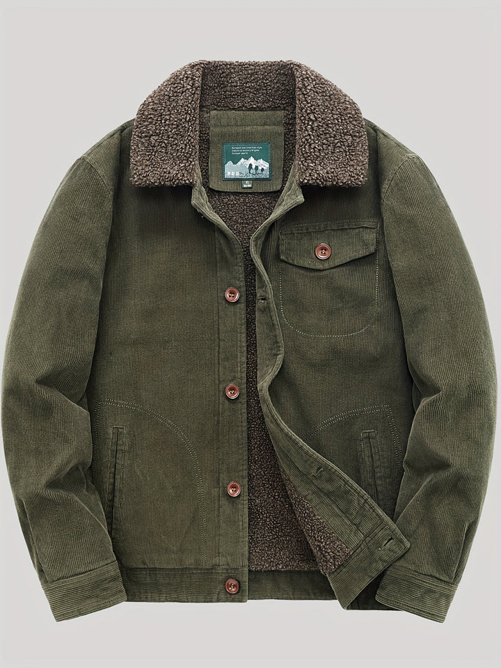 Veste d'extérieur légère en polaire chaude avec boutons et poche poitrine pour hommes | Parfait pour les activités de plein air