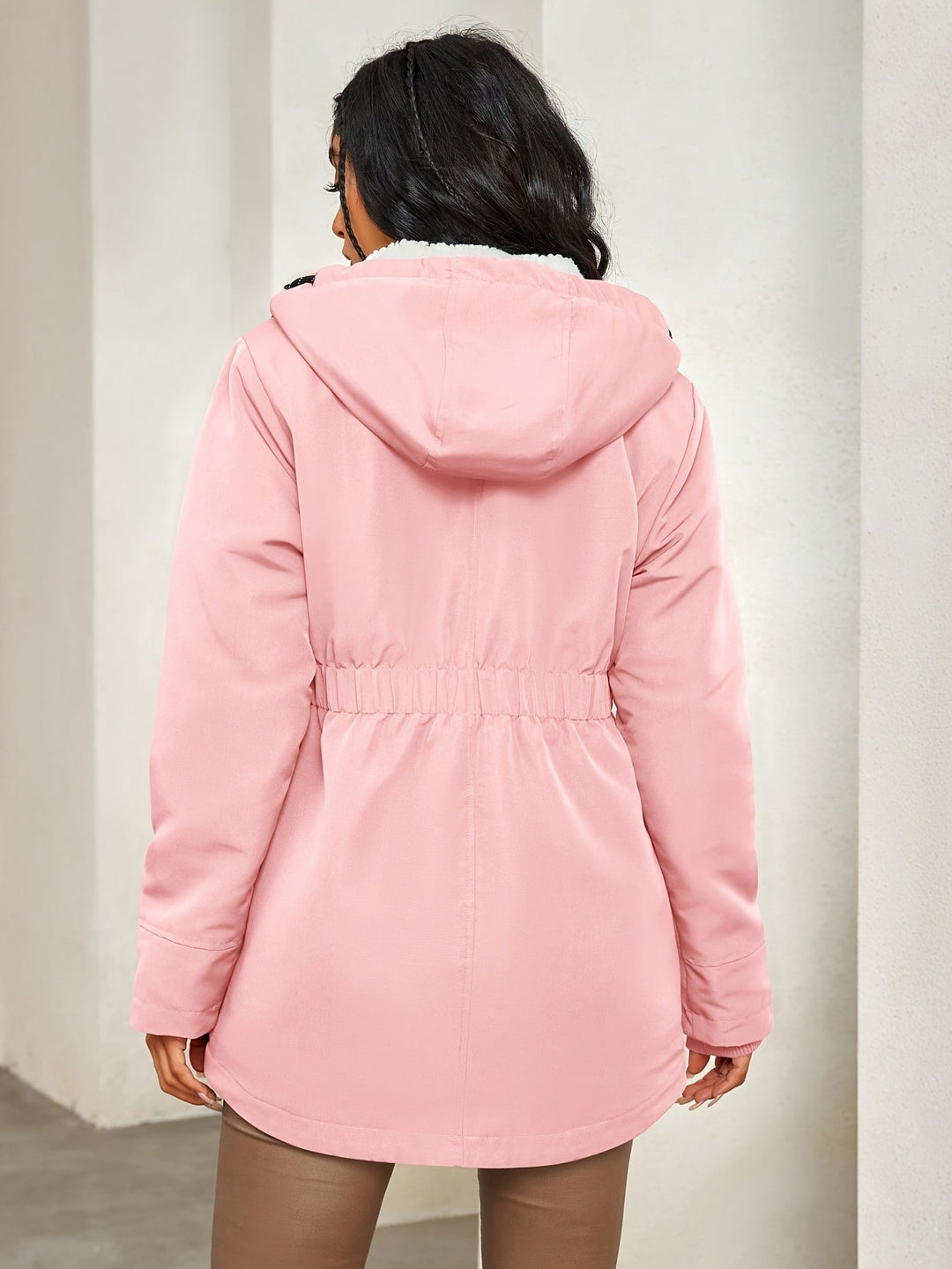 Elegant fleece parka winter jacket with hood for women | Perfect for outdoor activities