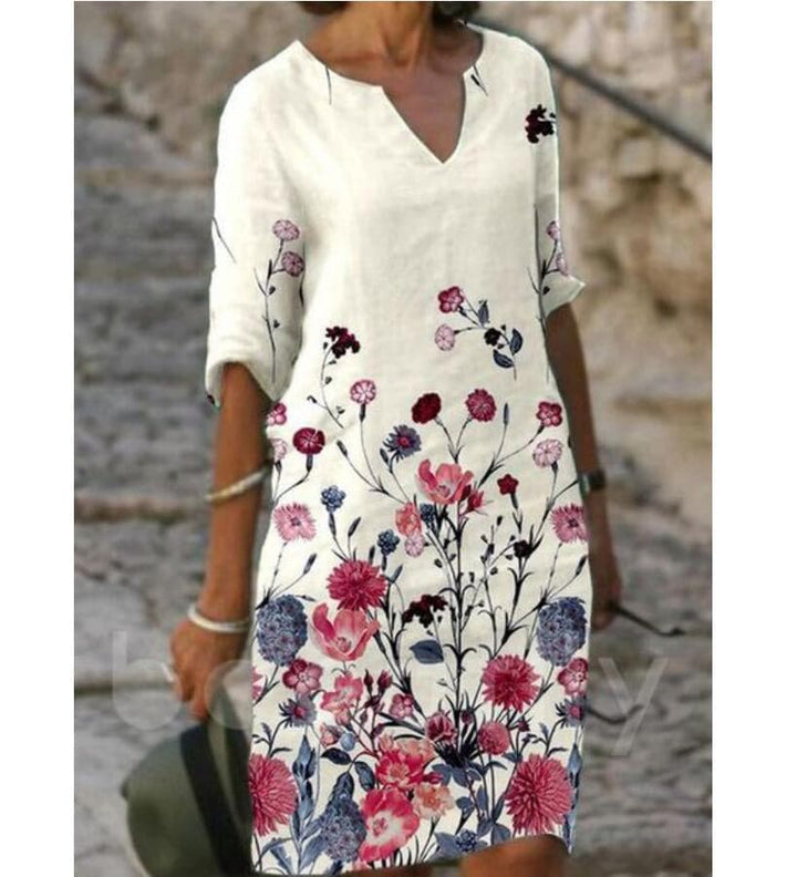 Robe Midi Élégance Florale – Raffinement Naturel et Sophistication