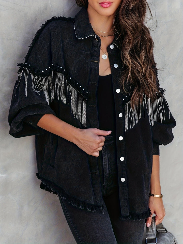 Elle - giacca di jeans elegante con frange