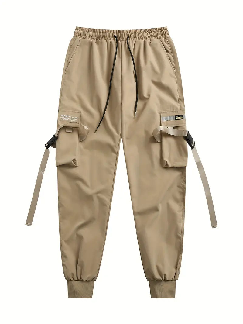 Herren Cargohose mit Taschen & Kordelzug – Streetwear Jogger Pants im Techwear-Stil – Lockere Freizeithose mit Bündchen für Alltag & Urban Look