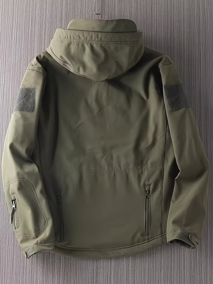 Veste softshell homme – Veste tactique extérieure coupe-vent avec capuche et poches zippées