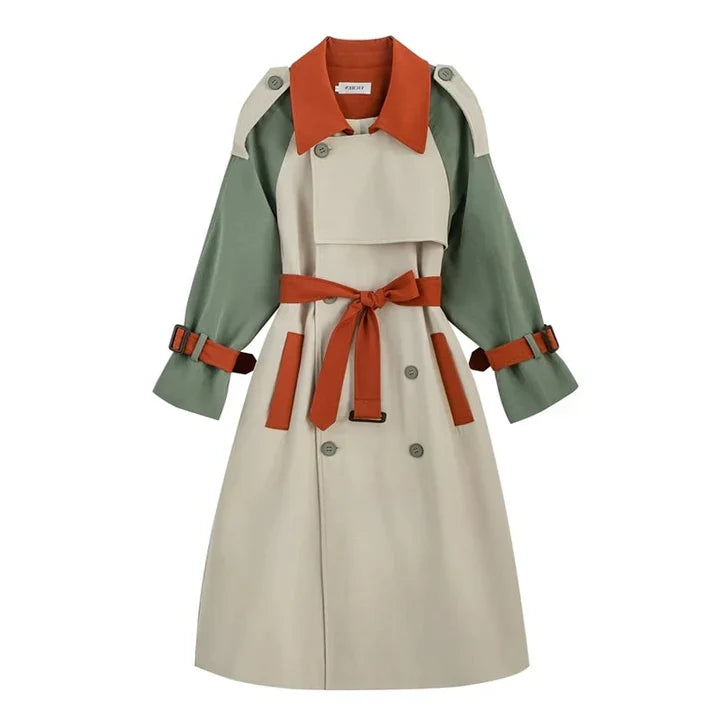 Anelle - lungo cappotto da donna con accenti colorati