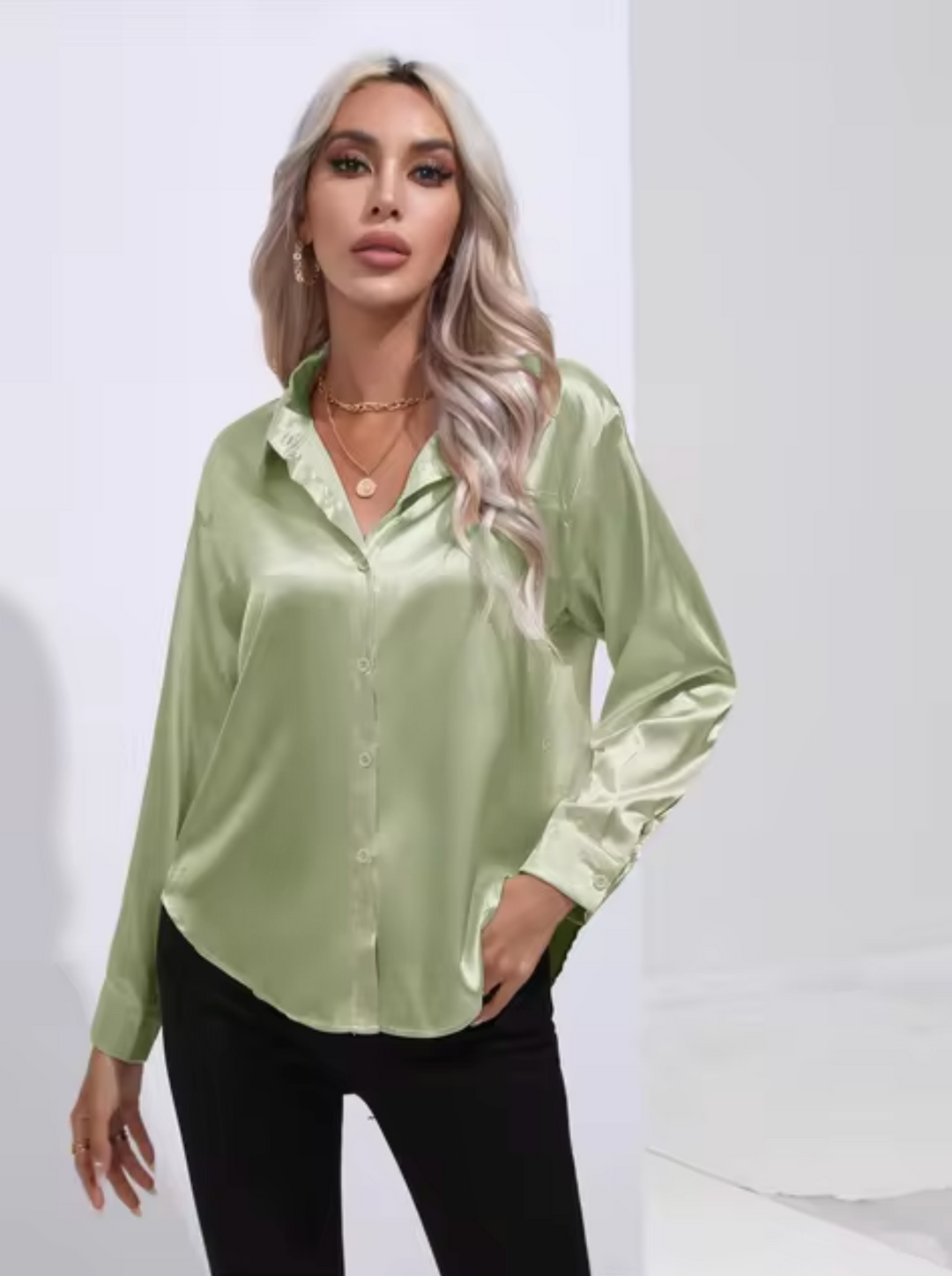 Annika - Camicia a maniche lunghe in raso