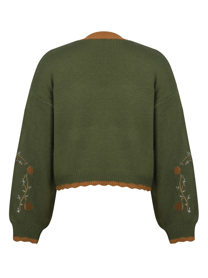 Lässiger warmer bestickter Wolle Strickcardigan für Damen | Perfekt für den Alltag