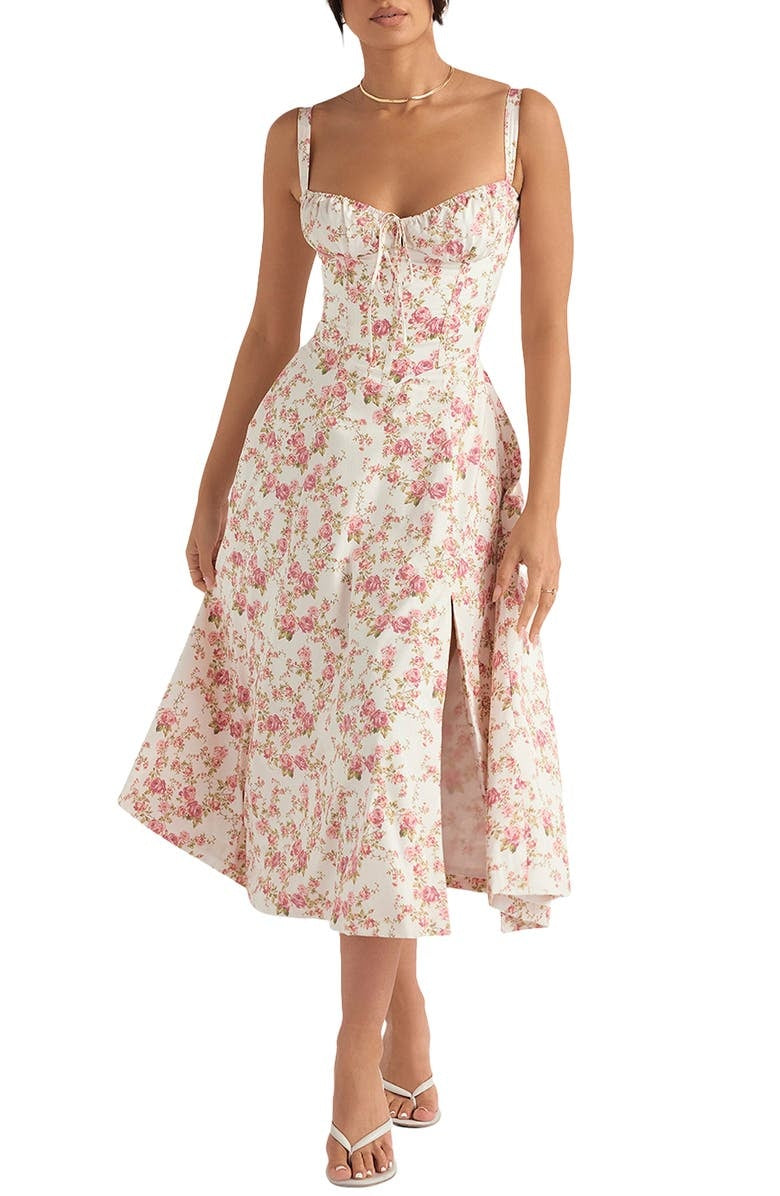 Floral Bustier Midriff Taille Shaper Kleid
