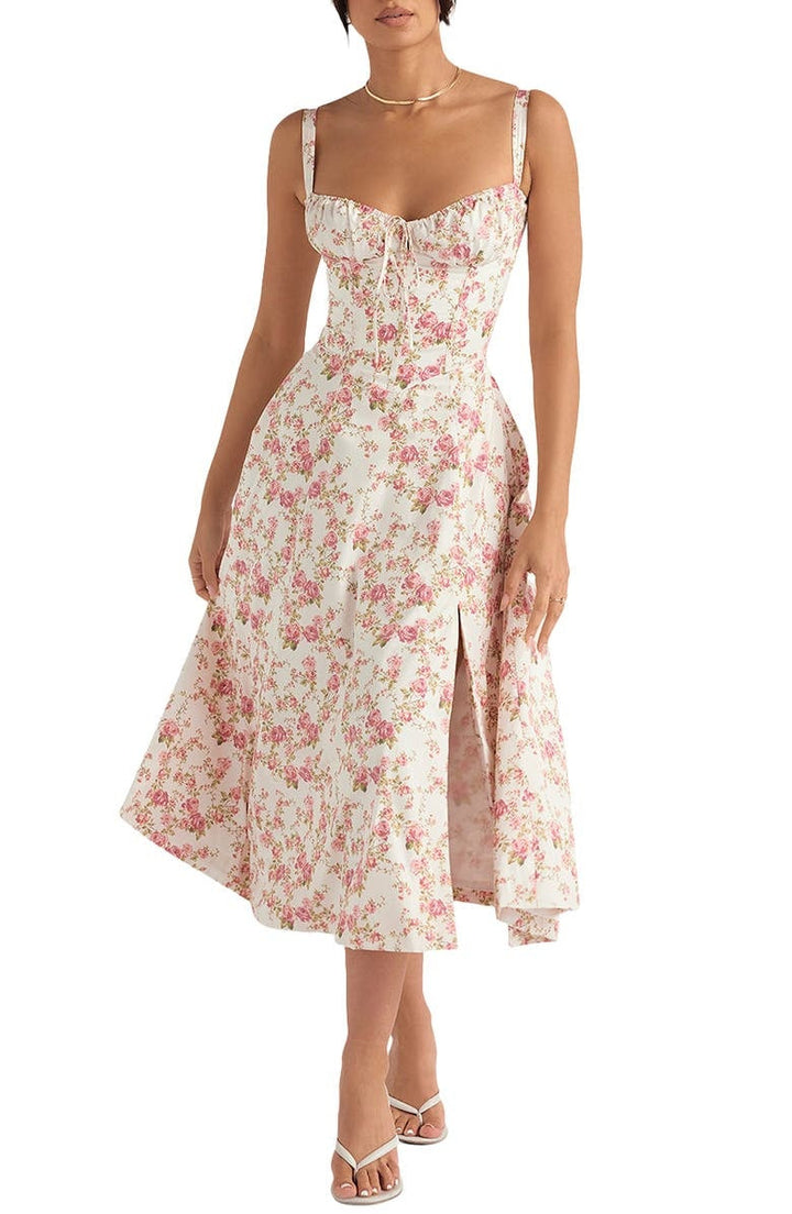 Floral Bustier Midriff Taille Shaper Kleid