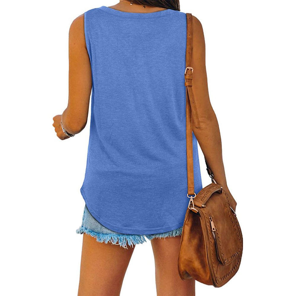 Damen Tanktop mit V-Ausschnitt – Lockeres ärmelloses Basic Shirt für Sommer & Freizeit