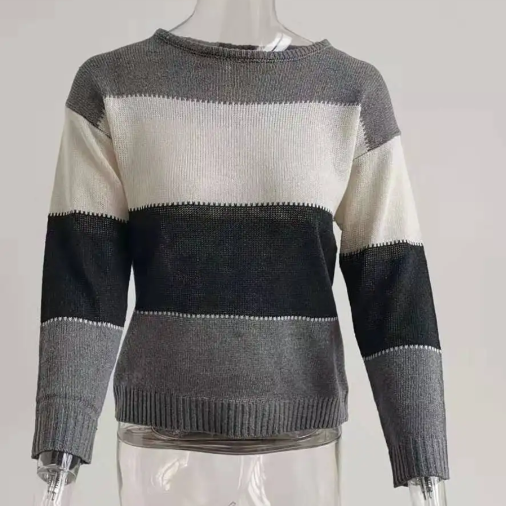 Miękki sweter z blokiem kolorów, wygodny sweter