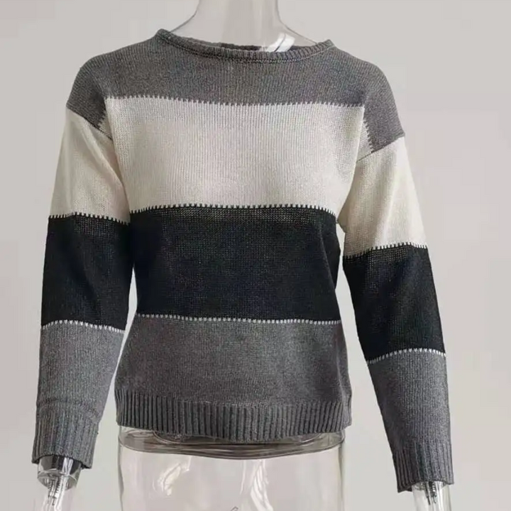 Miękki sweter z blokiem kolorów, wygodny sweter