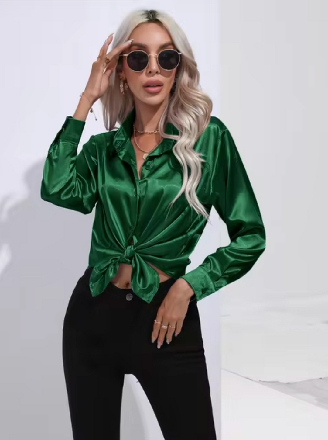 Annika - Camicia a maniche lunghe in raso