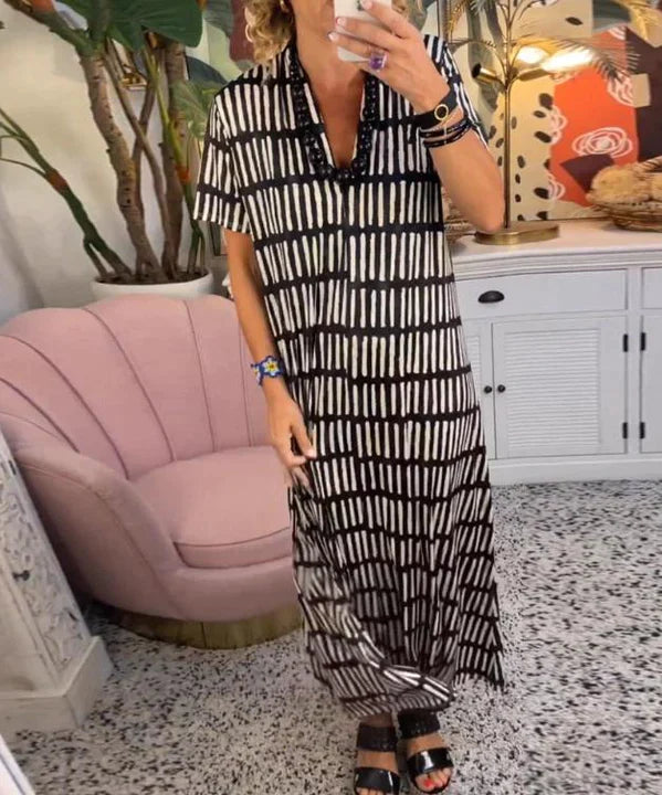 Marlena - Robe longue avec décolleté en V