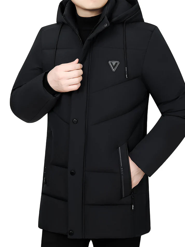 Veste d'hiver homme avec capuche – Veste matelassée chaude, coupe-vent et imperméable avec fermeture éclair et poches