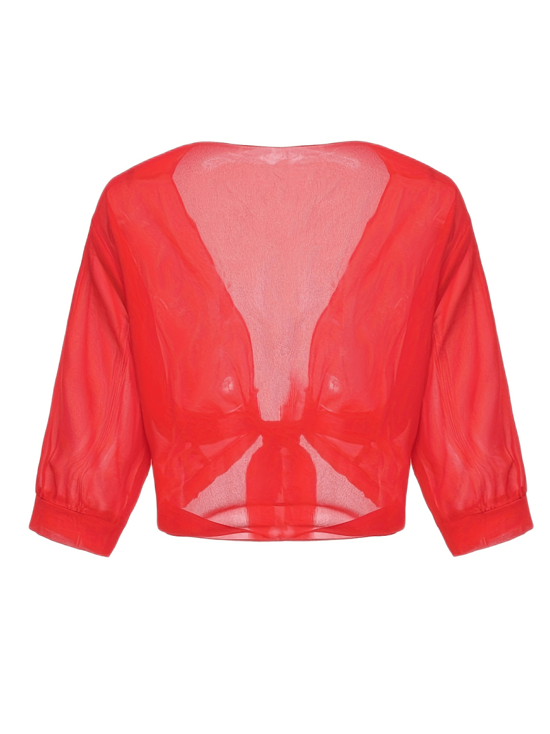 Bolero in chiffon da donna con nodo a fiocco – giacca corta trasparente per abiti da sera e outfit estivi