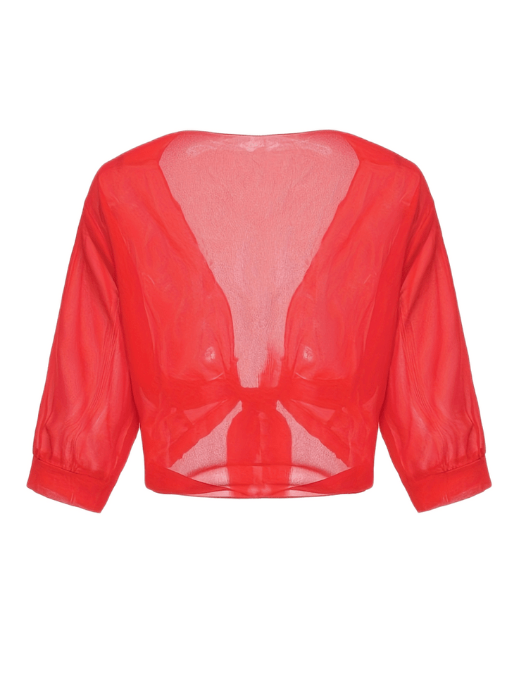 Bolero in chiffon da donna con nodo a fiocco – giacca corta trasparente per abiti da sera e outfit estivi