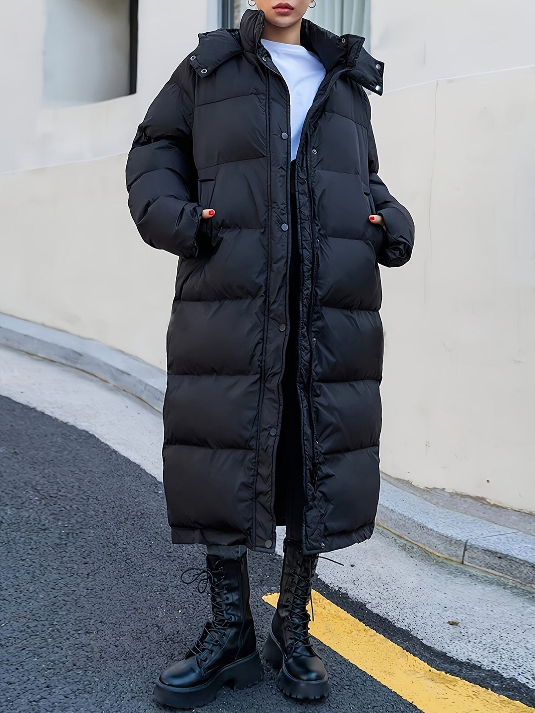 Elegante giacca invernale imbottita in pile lungo per donne | Ideale per l'inverno