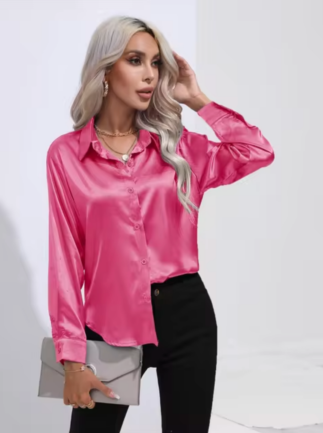 Annika - Camicia a maniche lunghe in raso