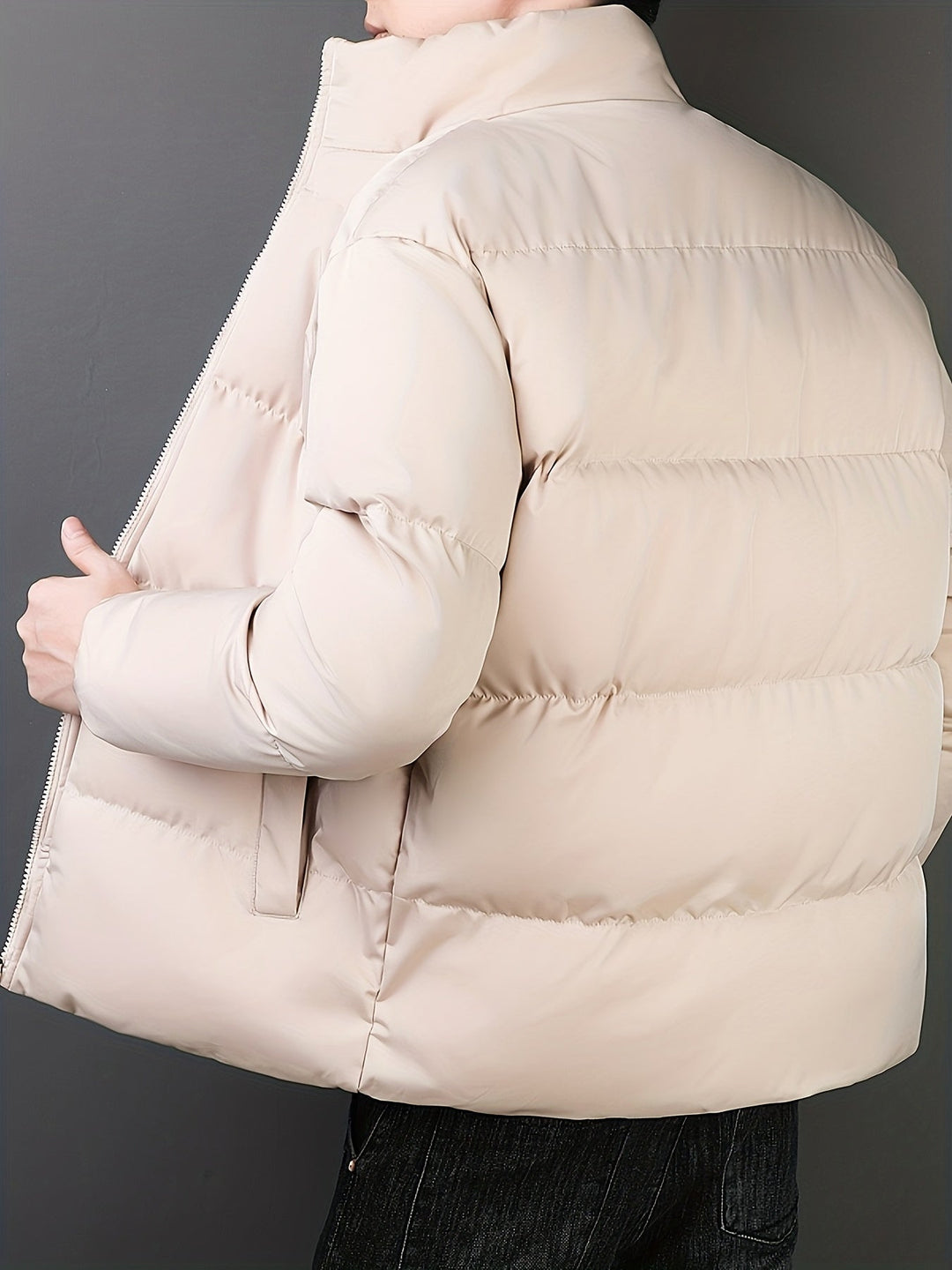 Herren Winter Steppjacke mit Reißverschluss – Gefütterte Winddichte Pufferjacke für kalte Tage