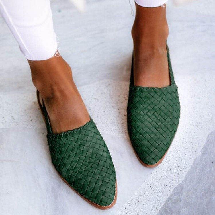 Mocassins pour femmes – Chaussures d'été tressées à la main avec talon ouvert