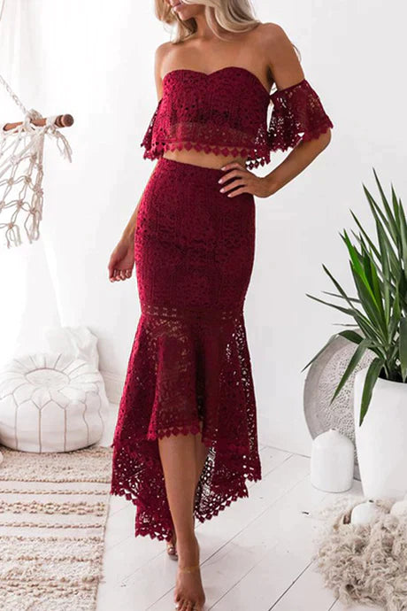 Élégante robe maxi deux pièces sans épaules – MAUD