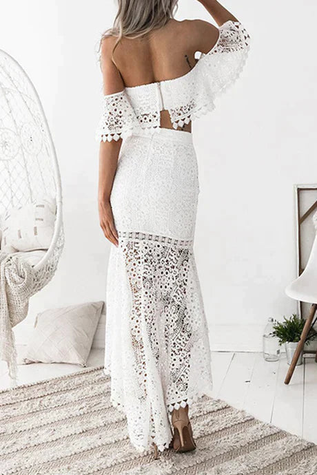 Élégante robe maxi deux pièces sans épaules – MAUD