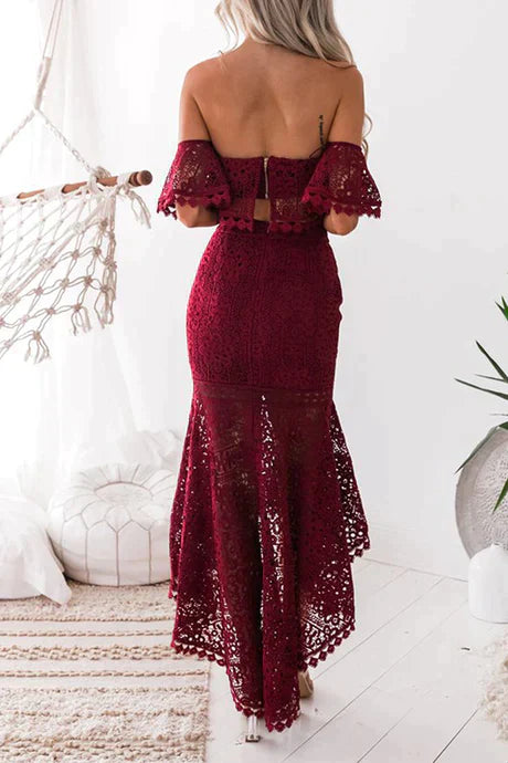 Élégante robe maxi deux pièces sans épaules – MAUD