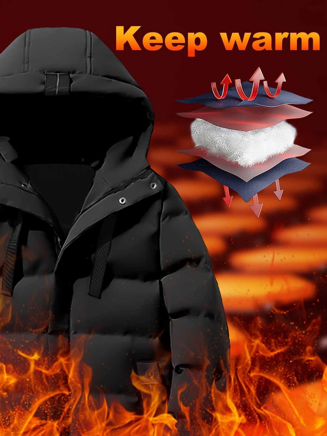 Veste d'hiver matelassée longue chaude à capuche pour hommes | Parfaite pour les activités de plein air