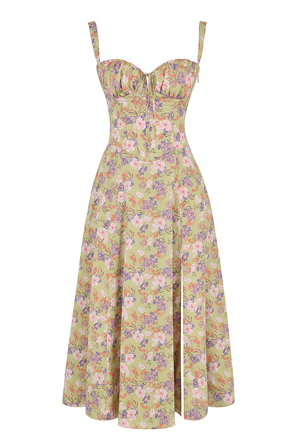 Floral Bustier Midriff Taille Shaper Kleid