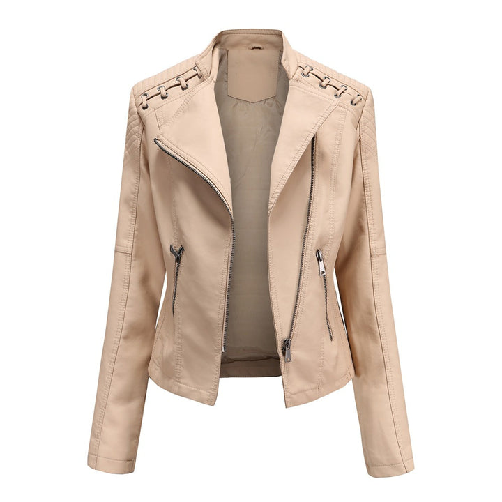 Casual Enganliegende Lederjacke Mit Schulternaht für Damen | Perfekt für Lässige Tage
