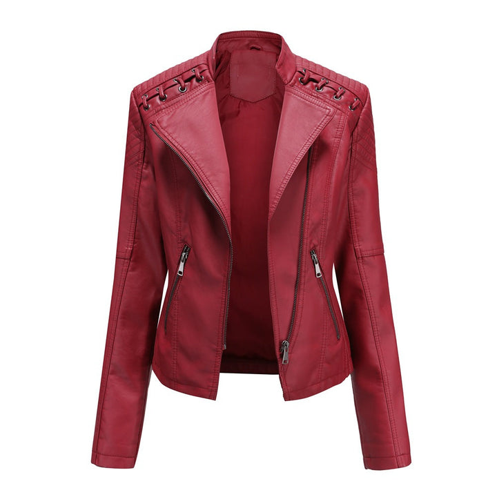 Casual Enganliegende Lederjacke Mit Schulternaht für Damen | Perfekt für Lässige Tage