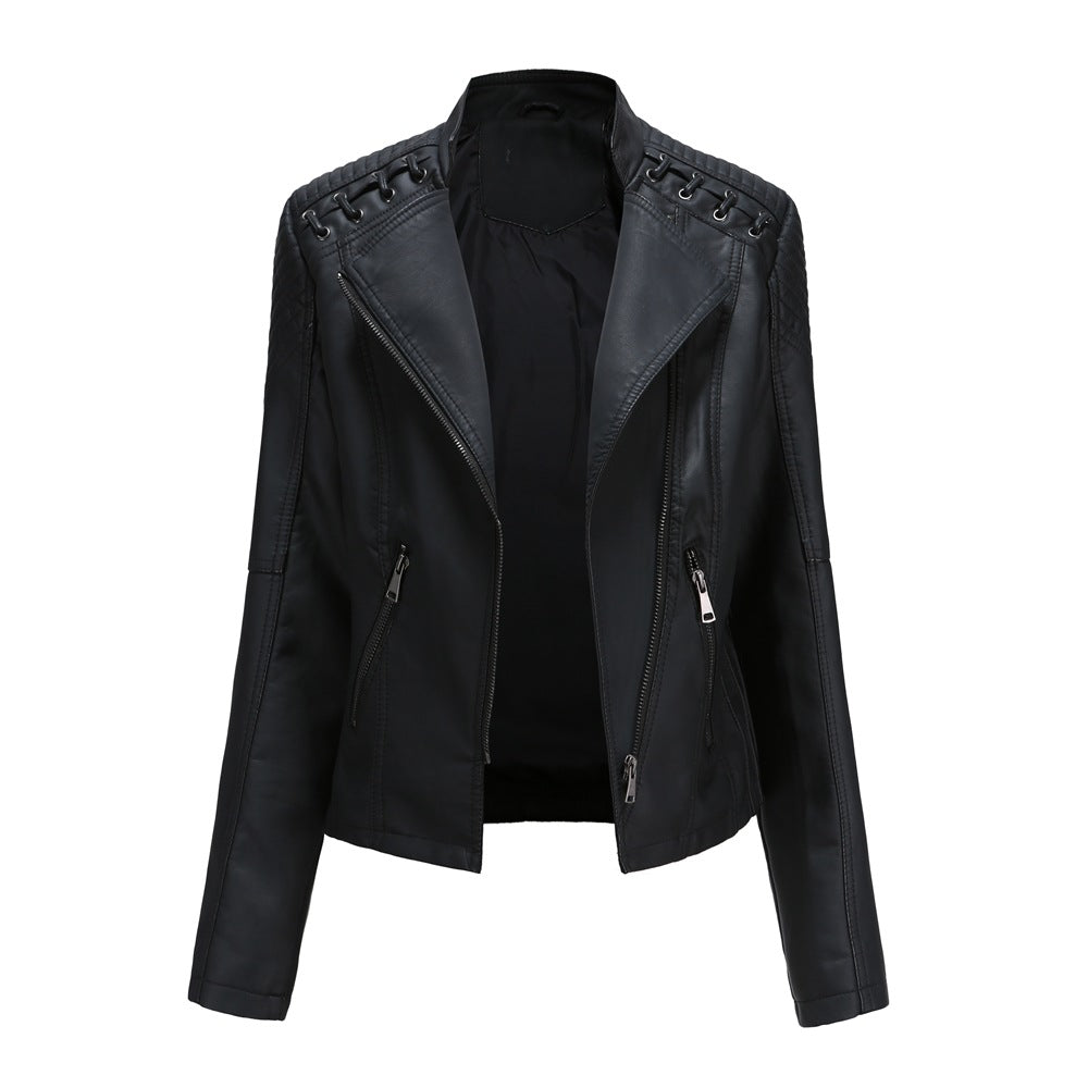 Casual Enganliegende Lederjacke Mit Schulternaht für Damen | Perfekt für Lässige Tage