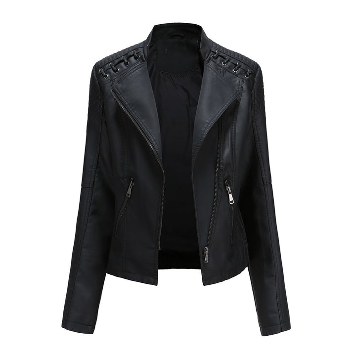 Casual Enganliegende Lederjacke Mit Schulternaht für Damen | Perfekt für Lässige Tage