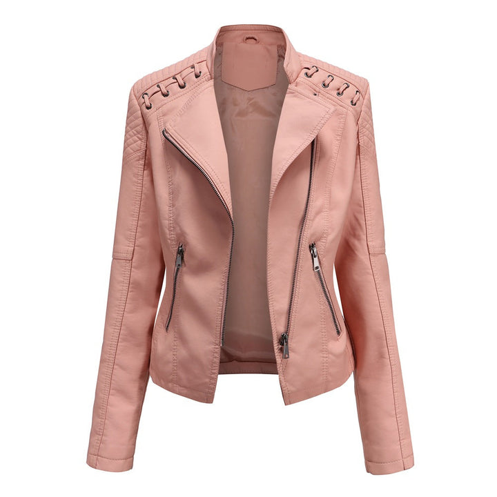 Casual Enganliegende Lederjacke Mit Schulternaht für Damen | Perfekt für Lässige Tage