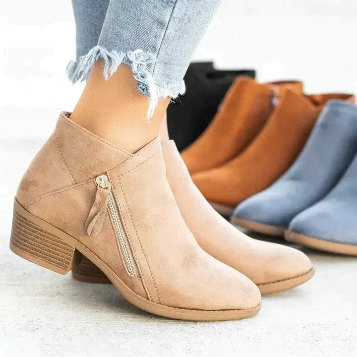 Lässige Wildleder Stiefeletten mit Reißverschluss für Damen | Perfekt für den Alltag
