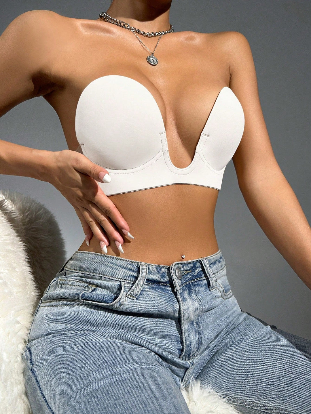 Reggiseno push-up con scollo a V profondo – senza schienale, supporto e invisibile sotto i vestiti