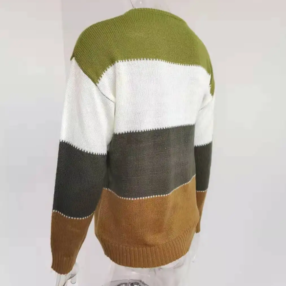 Miękki sweter z blokiem kolorów, wygodny sweter