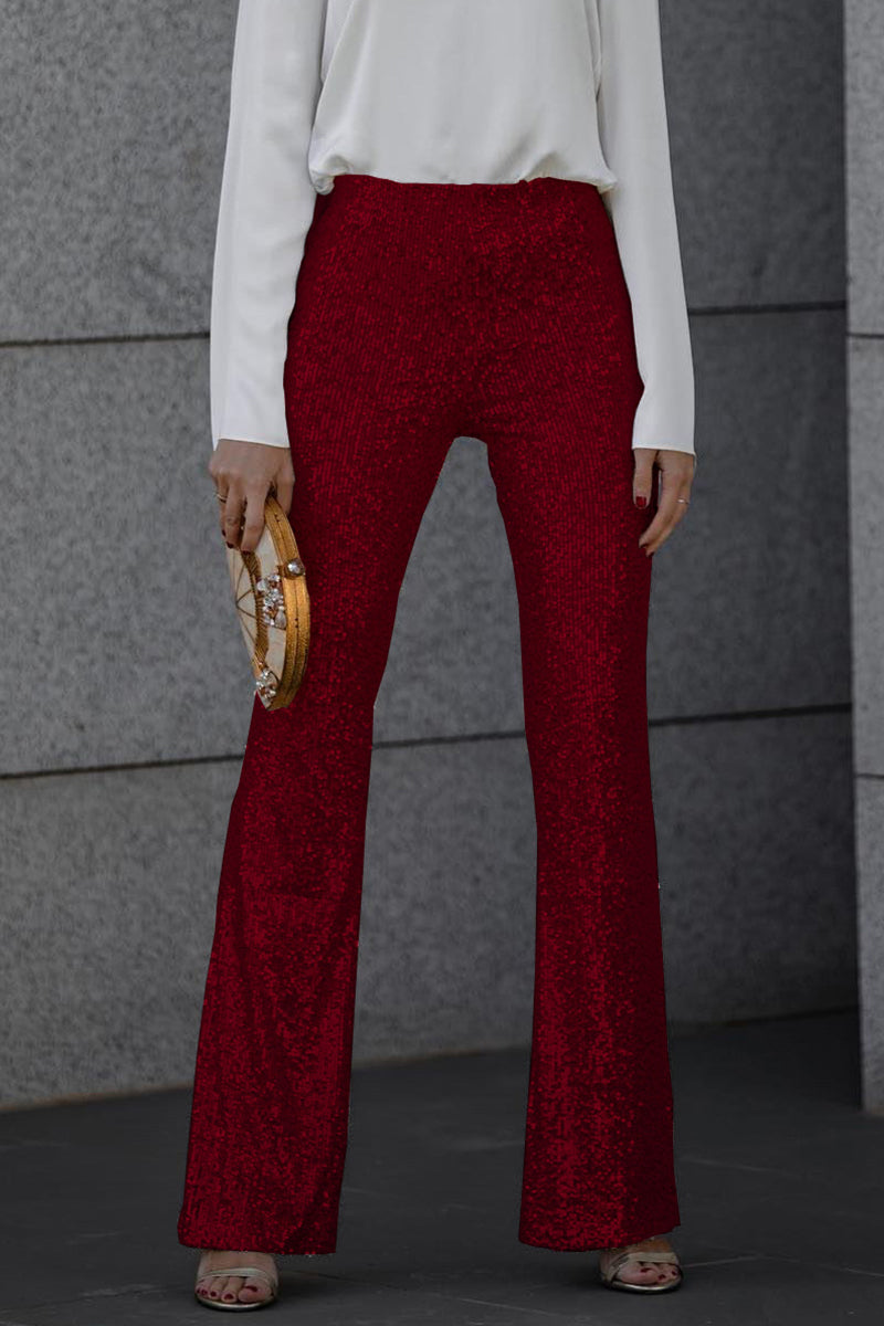 Pantalon pailleté pour femmes – Pantalon élégant à paillettes pour fête et look de soirée