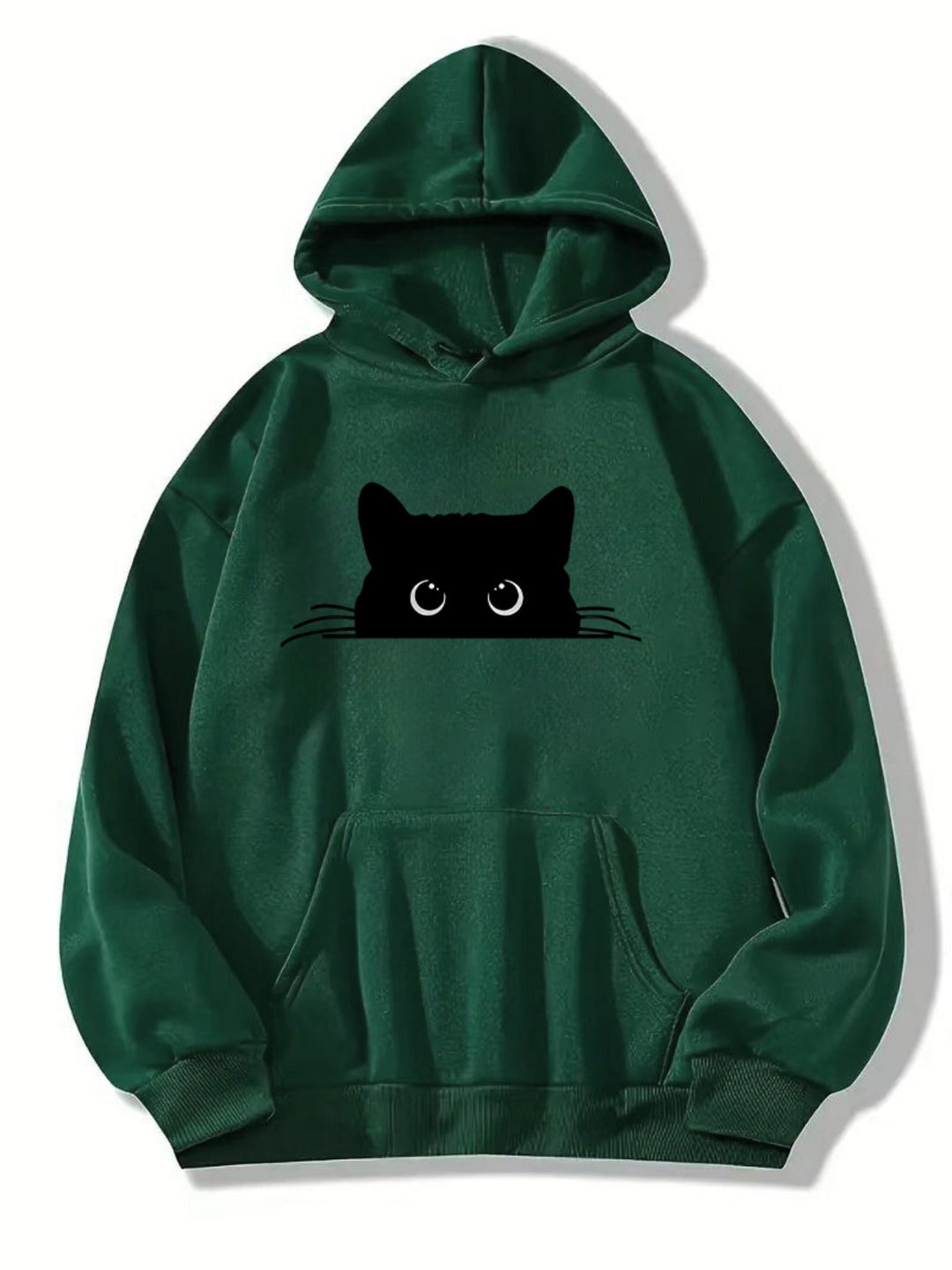 Eleganter Sweat-Pullover-Hoodie mit Katzenprint und Kapuze für Women | Ideal für den Alltag