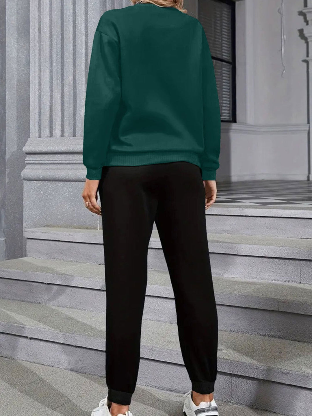 Sweat-shirt en coton confortable avec motif de chat & pantalon de jogging pour femmes | Idéal pour automne/hiver