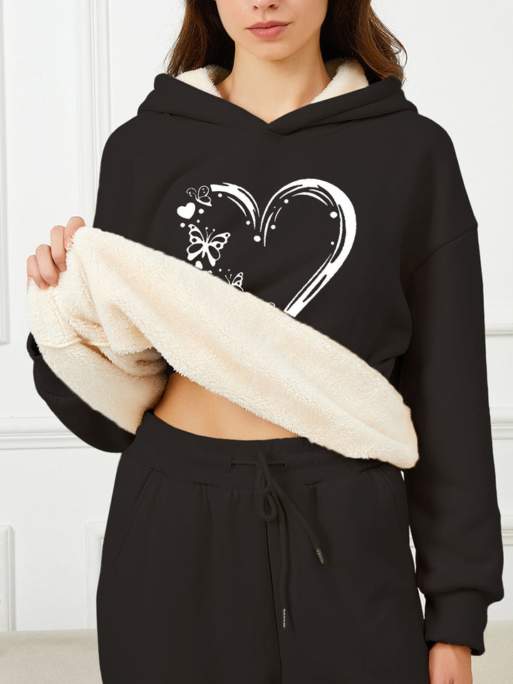 Kuscheliger Hoodie mit Herz-Print – Gefütterter Damen-Sweater für Herbst & Winter