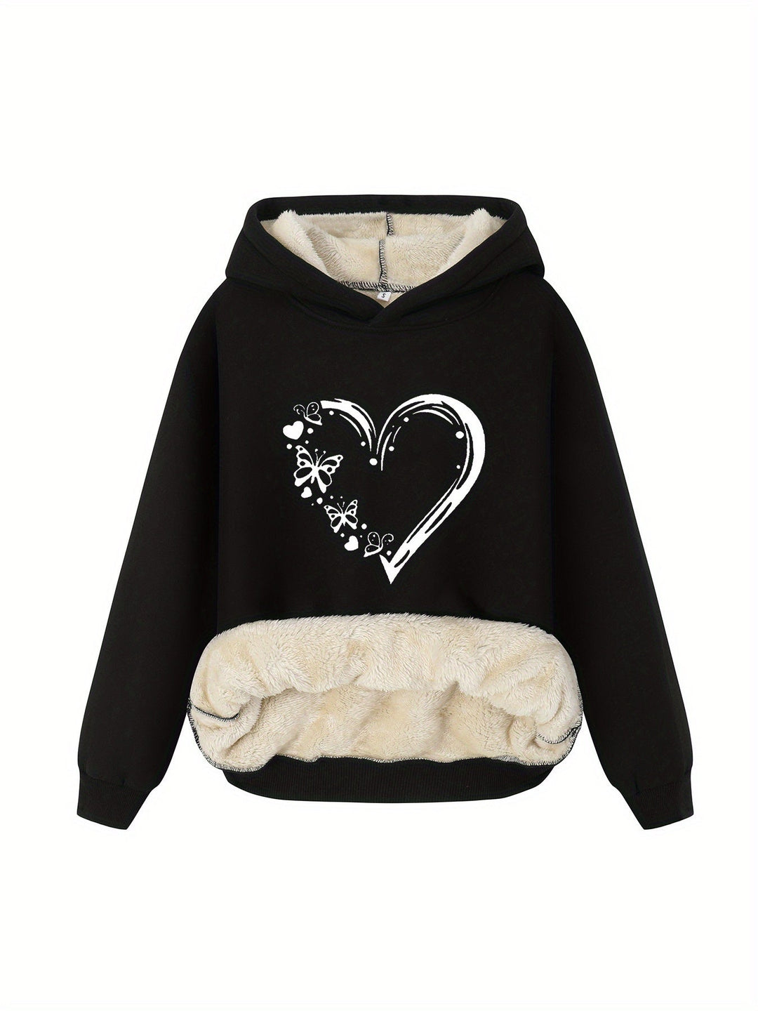 Kuscheliger Hoodie mit Herz-Print – Gefütterter Damen-Sweater für Herbst & Winter