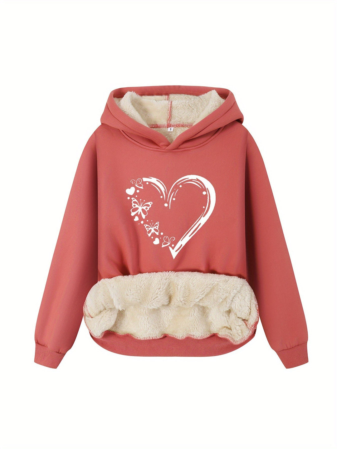 Kuscheliger Hoodie mit Herz-Print – Gefütterter Damen-Sweater für Herbst & Winter