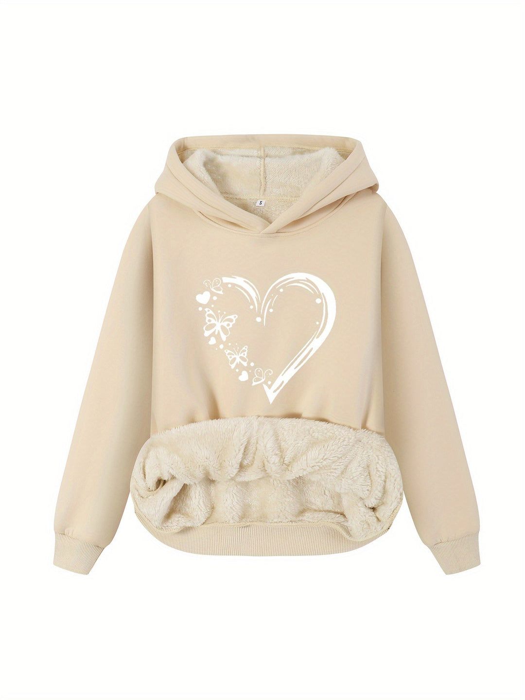 Kuscheliger Hoodie mit Herz-Print – Gefütterter Damen-Sweater für Herbst & Winter