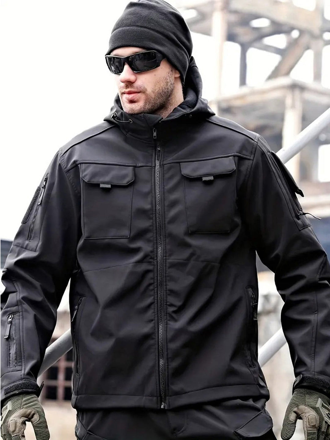 Veste de plein air à capuche tactique étanche coupe-vent isolée pour hommes | Parfaite pour les activités de plein air
