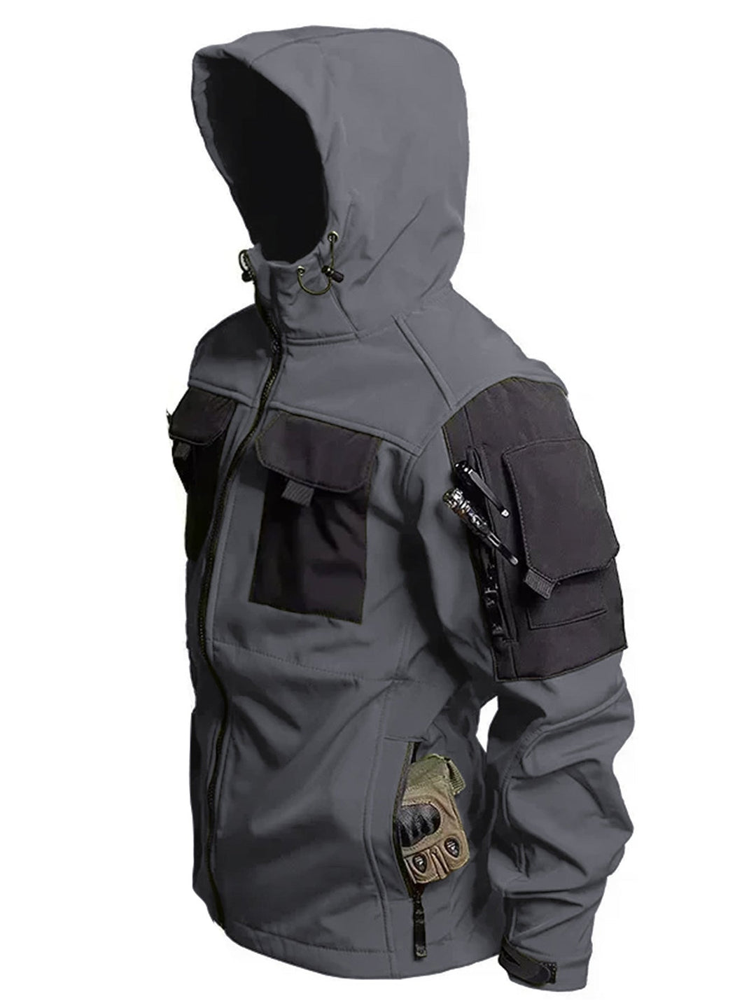 Veste de plein air à capuche tactique étanche coupe-vent isolée pour hommes | Parfaite pour les activités de plein air